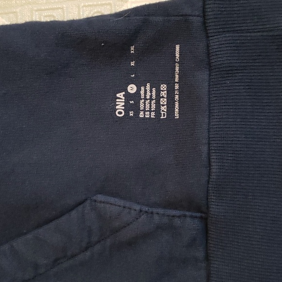 onia Garment dye navy terry pullover cotton hoodie. NWT Size Medium - Picture 2 of 6